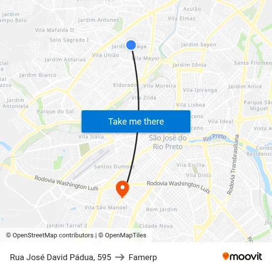 Rua José David Pádua, 595 to Famerp map