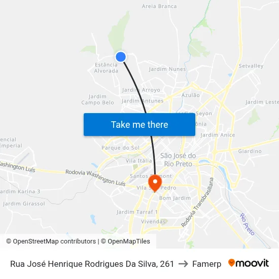 Rua José Henrique Rodrigues Da Silva, 261 to Famerp map