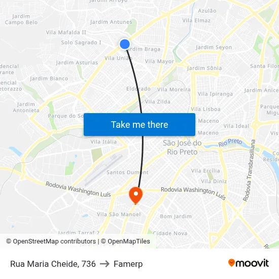 Rua Maria Cheide, 736 to Famerp map