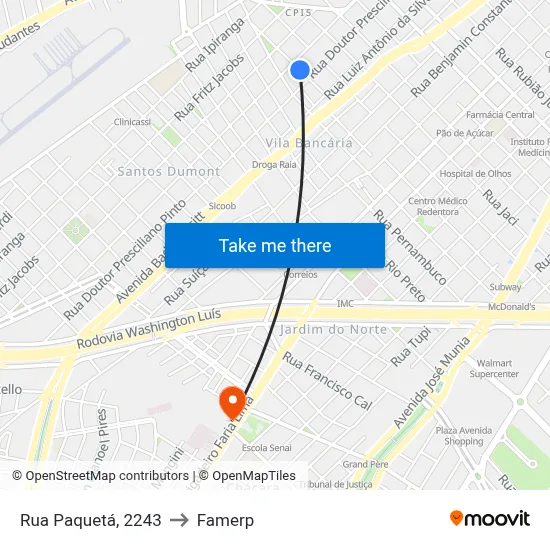 Rua Paquetá, 2243 to Famerp map