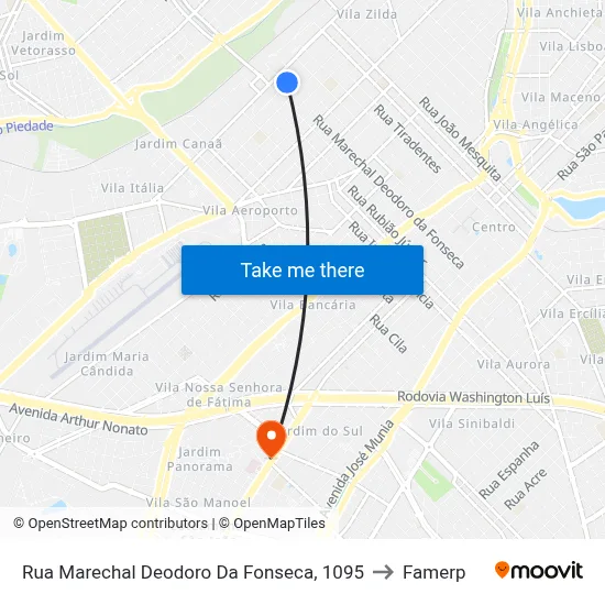 Rua Marechal Deodoro Da Fonseca, 1095 to Famerp map