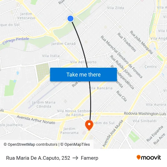 Rua Maria De A.Caputo, 252 to Famerp map