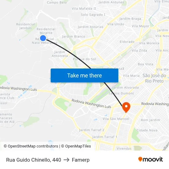 Rua Guido Chinello, 440 to Famerp map