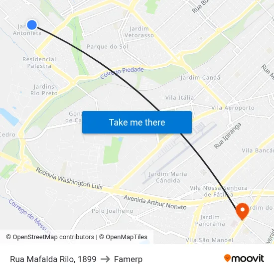 Rua Mafalda Rilo, 1899 to Famerp map