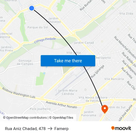 Rua Aniz Chadad, 478 to Famerp map