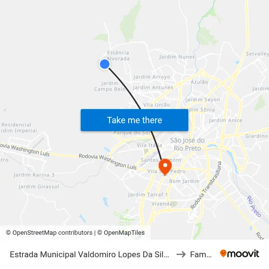 Estrada Municipal Valdomiro Lopes Da Silva, 20 to Famerp map