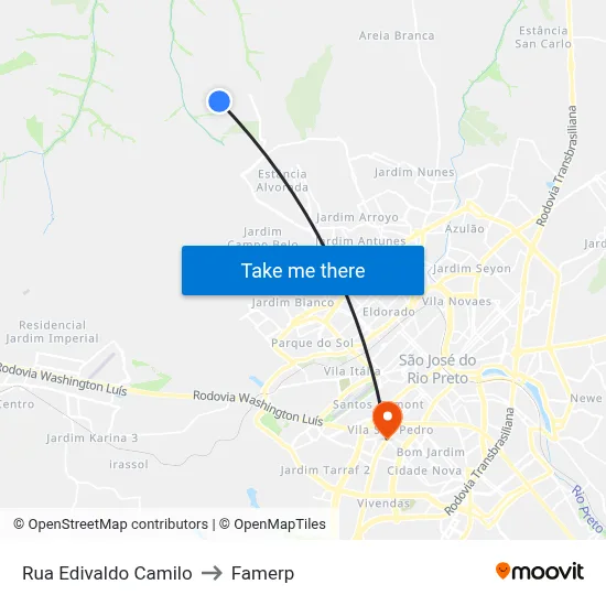 Rua Edivaldo Camilo to Famerp map