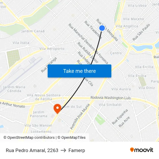 Rua Pedro Amaral, 2263 to Famerp map