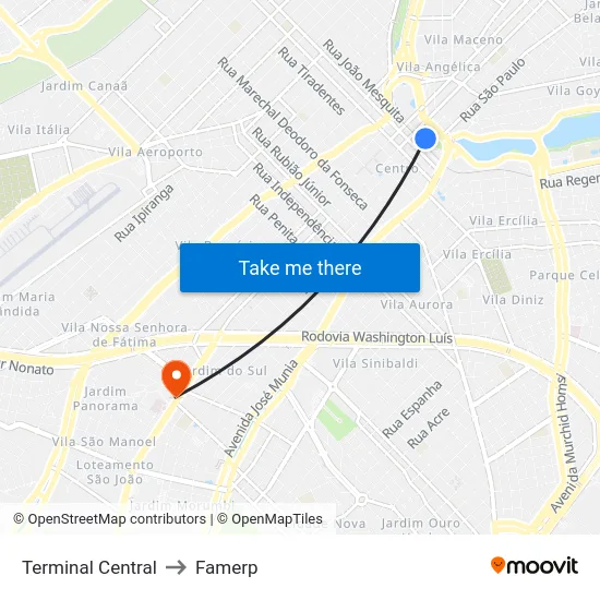 Terminal Central to Famerp map