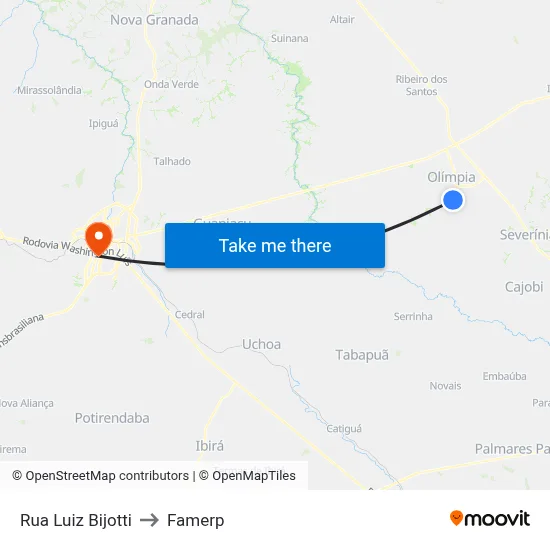 Rua Luiz Bijotti to Famerp map