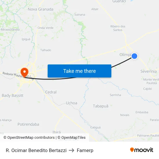 R. Ocimar Benedito Bertazzi to Famerp map