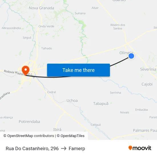 Rua Do Castanheiro, 296 to Famerp map
