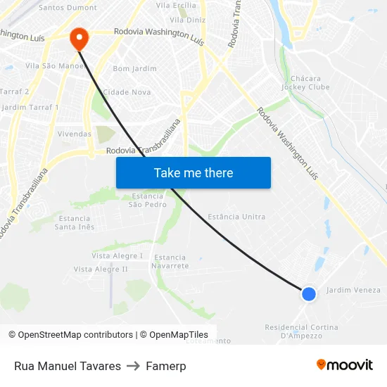 Rua Manuel Tavares to Famerp map