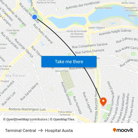 Terminal Central to Hospital Austa map