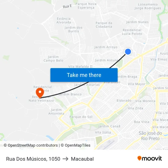 Rua Dos Músicos, 1050 to Macaubal map