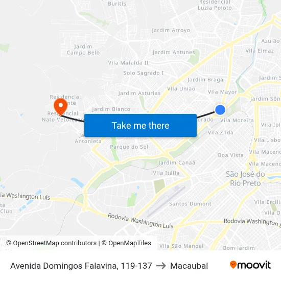 Avenida Domingos Falavina, 119-137 to Macaubal map