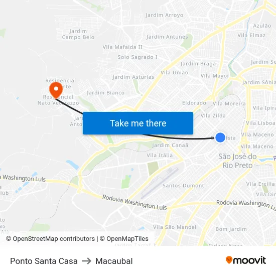 Ponto Santa Casa to Macaubal map