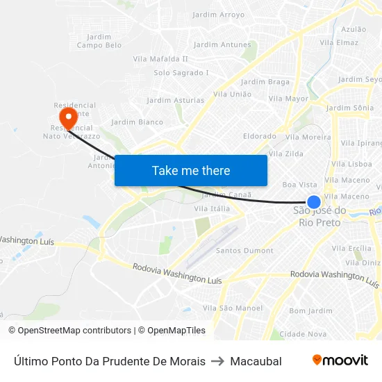 Último Ponto Da Prudente De Morais to Macaubal map