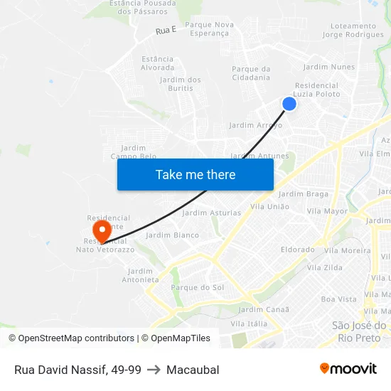 Rua David Nassif, 49-99 to Macaubal map
