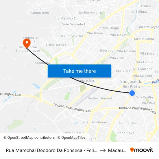 Rua Marechal Deodoro Da Fonseca - Feliscred to Macaubal map