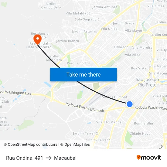 Rua Ondina, 491 to Macaubal map