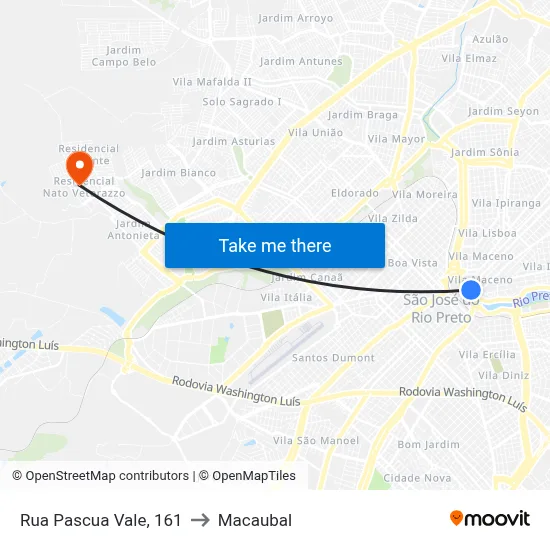 Rua Pascua Vale, 161 to Macaubal map
