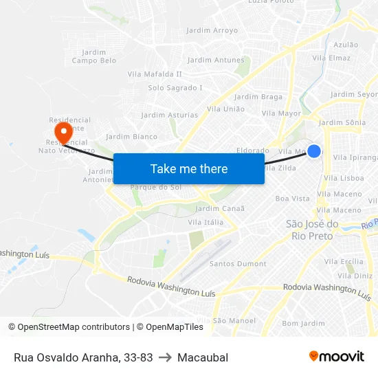 Rua Osvaldo Aranha, 33-83 to Macaubal map