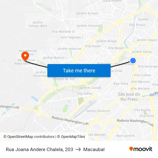 Rua Joana Andere Chalela, 203 to Macaubal map