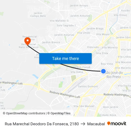 Rua Marechal Deodoro Da Fonseca, 2180 to Macaubal map