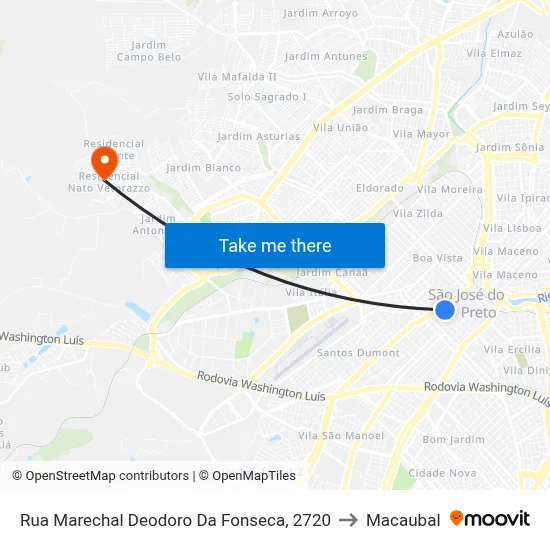 Rua Marechal Deodoro Da Fonseca, 2720 to Macaubal map