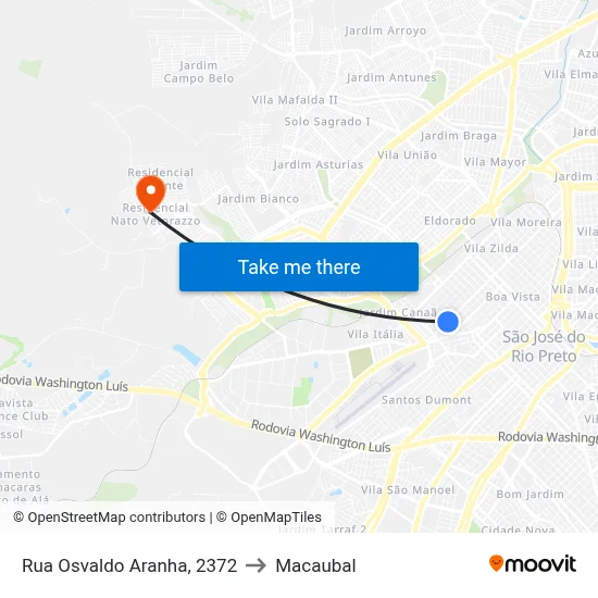 Rua Osvaldo Aranha, 2372 to Macaubal map