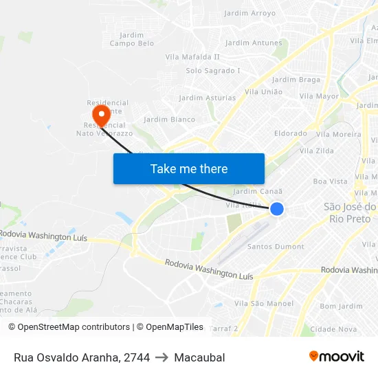 Rua Osvaldo Aranha, 2744 to Macaubal map