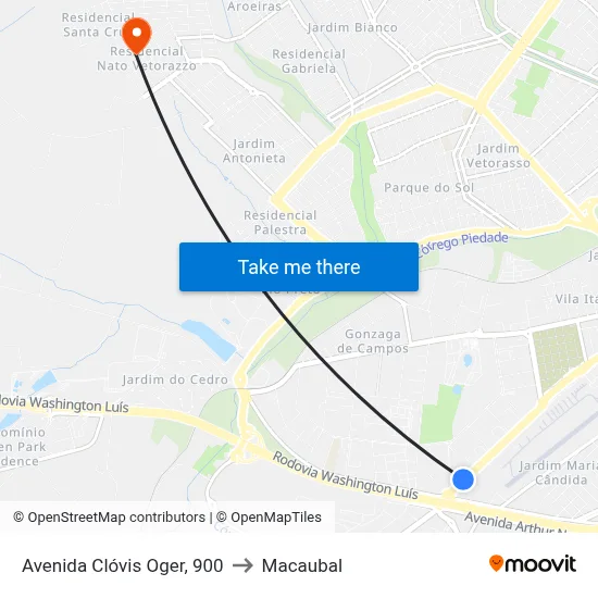 Avenida Clóvis Oger, 900 to Macaubal map