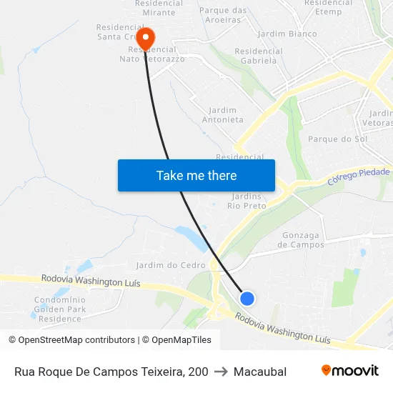 Rua Roque De Campos Teixeira, 200 to Macaubal map
