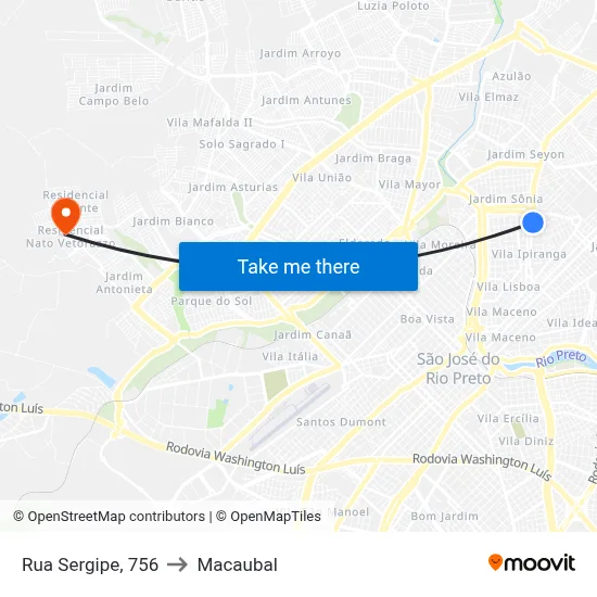 Rua Sergipe, 756 to Macaubal map
