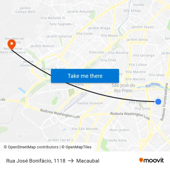 Rua José Bonifácio, 1118 to Macaubal map