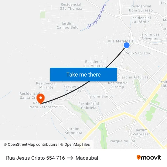 Rua Jesus Cristo 554-716 to Macaubal map