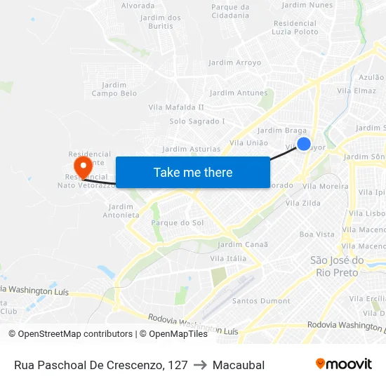 Rua Paschoal De Crescenzo, 127 to Macaubal map
