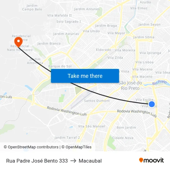Rua Padre José Bento 333 to Macaubal map