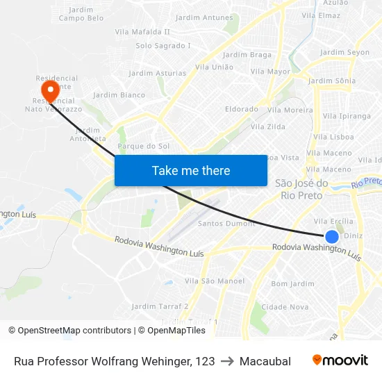 Rua Professor Wolfrang Wehinger, 123 to Macaubal map
