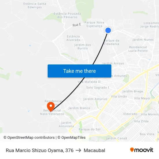 Rua Marcio Shizuo Oyama, 376 to Macaubal map