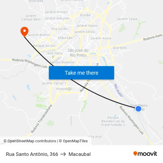 Rua Santo Antônio, 366 to Macaubal map