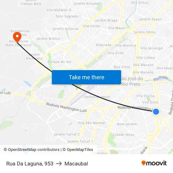 Rua Da Laguna, 953 to Macaubal map
