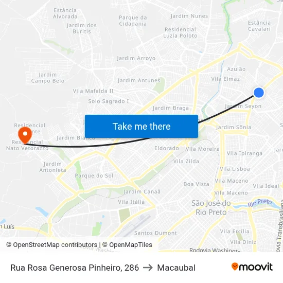 Rua Rosa Generosa Pinheiro, 286 to Macaubal map