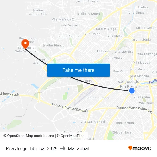Rua Jorge Tibiriçá, 3329 to Macaubal map