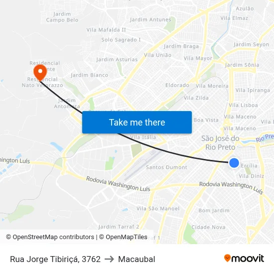 Rua Jorge Tibiriçá, 3762 to Macaubal map