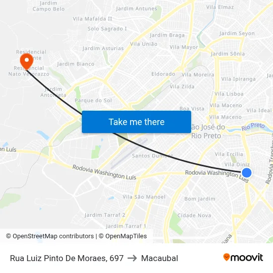 Rua Luiz Pinto De Moraes, 697 to Macaubal map