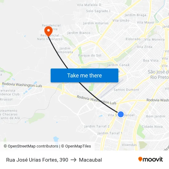 Rua José Urias Fortes, 390 to Macaubal map