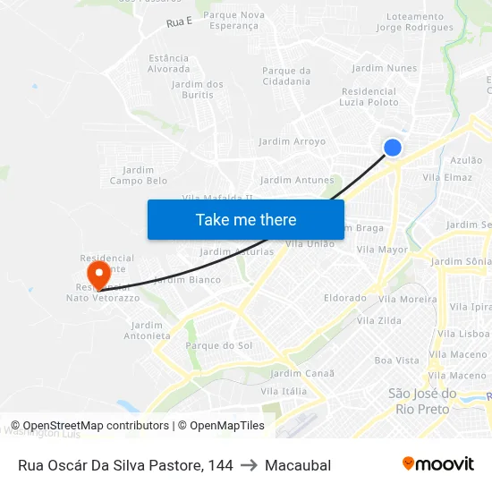 Rua Oscár Da Silva Pastore, 144 to Macaubal map