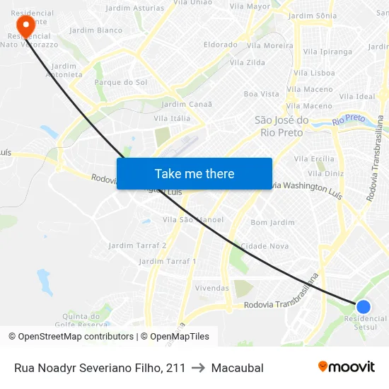Rua Noadyr Severiano Filho, 211 to Macaubal map